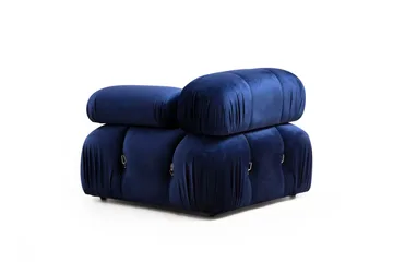Belgin Bubblig Divansoffa 3-sits 288 cm med fasta armstöd och repdetaljer - Blå - Möbler - Soffa - Modulsoffor - Komplett modulsoffa