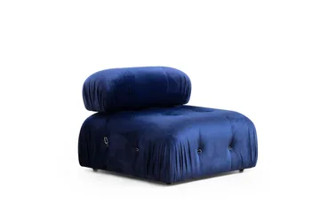 Belgin Bubblig Divansoffa 3-sits 288 cm med fasta armstöd och repdetaljer - Blå - Möbler - Soffa - Modulsoffor - Komplett modulsoffa
