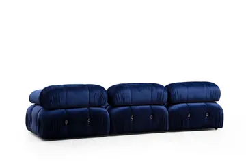 Belgin Bubblig Divansoffa 3-sits 288 cm med fasta armstöd och repdetaljer - Blå - Möbler - Soffa - Modulsoffor - Komplett modulsoffa