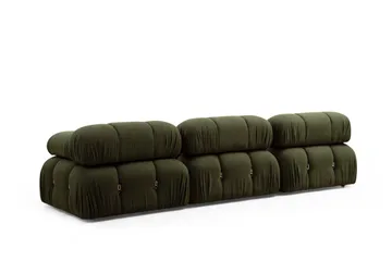 Belgin Bubblig Divansoffa 3-sits 288 cm med fasta armstöd och repdetaljer - Grön - Möbler - Soffa - Modulsoffor - Komplett modulsoffa