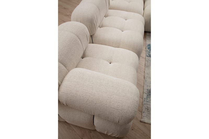 Belgin Bubblig Divansoffa 3-sits 288 cm med fasta armstöd och repdetaljer - Ljus / Beige - Möbler - Soffa - Divansoffor & schäslongsoffa