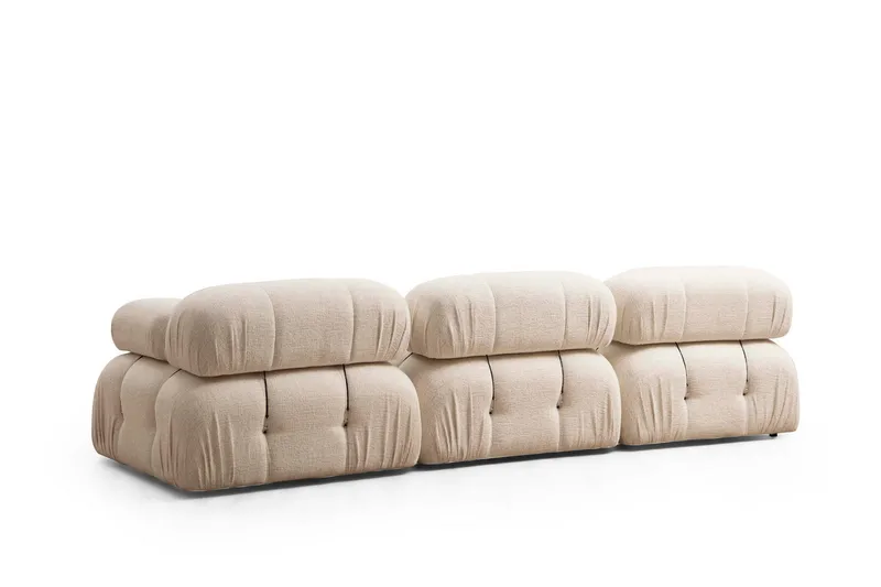 Belgin Bubblig Divansoffa 3-sits 288 cm med fasta armstöd och repdetaljer - Ljus / Beige - Möbler - Soffa - Divansoffor & schäslongsoffa