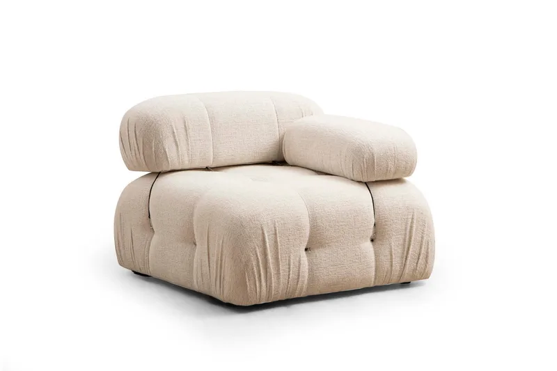 Belgin Bubblig Divansoffa 3-sits 288 cm med fasta armstöd och repdetaljer - Ljus / Beige - Möbler - Soffa - Divansoffor & schäslongsoffa