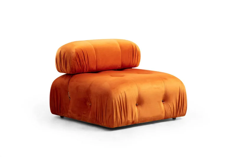 Belgin Bubblig Divansoffa 3-sits 288 cm med fasta armstöd och repdetaljer - Orange - Möbler - Soffa - Divansoffor & schäslongsoffa