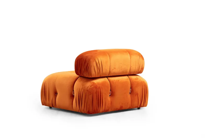 Belgin Bubblig Divansoffa 3-sits 288 cm med fasta armstöd och repdetaljer - Orange - Möbler - Soffa - Divansoffor & schäslongsoffa