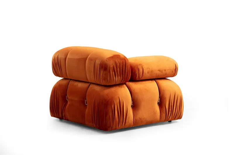Belgin Bubblig Divansoffa 3-sits 288 cm med fasta armstöd och repdetaljer - Orange - Möbler - Soffa - Divansoffor & schäslongsoffa