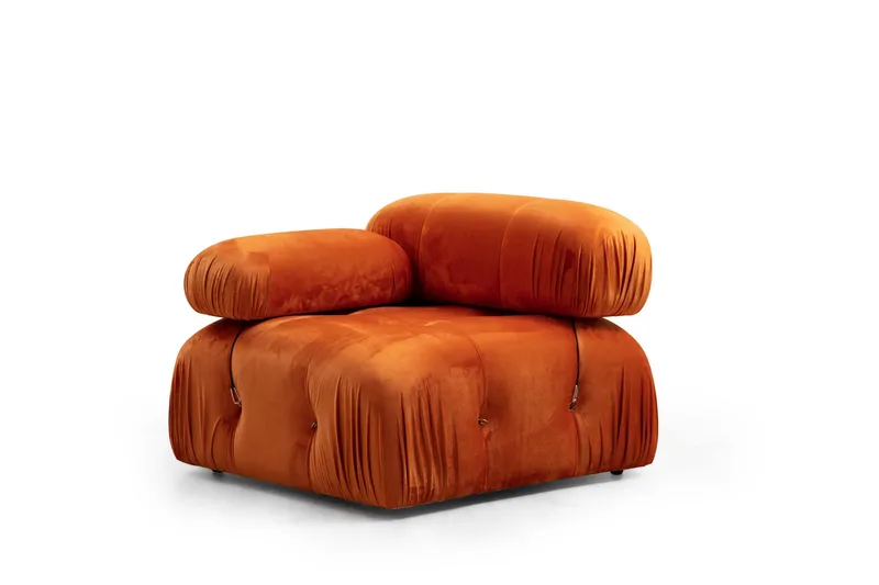 Belgin Bubblig Divansoffa 3-sits 288 cm med fasta armstöd och repdetaljer - Orange - Möbler - Soffa - Divansoffor & schäslongsoffa