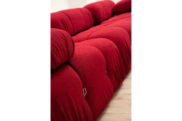 Belgin Bubblig Divansoffa 3-sits 288 cm med fasta armstöd och repdetaljer - Röd - Möbler - Soffa - Modulsoffor - Komplett modulsoffa