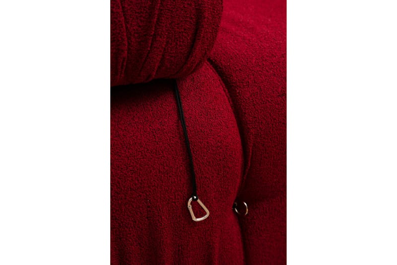 Belgin Bubblig Divansoffa 3-sits 288 cm med fasta armstöd och repdetaljer - Röd - Möbler - Soffa - Divansoffor & schäslongsoffa