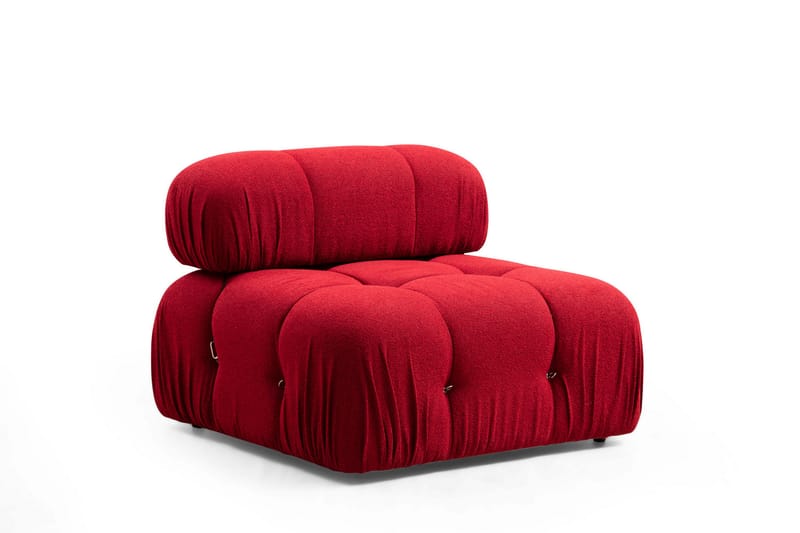 Belgin Bubblig Divansoffa 3-sits 288 cm med fasta armstöd och repdetaljer - Röd - Möbler - Soffa - Divansoffor & schäslongsoffa