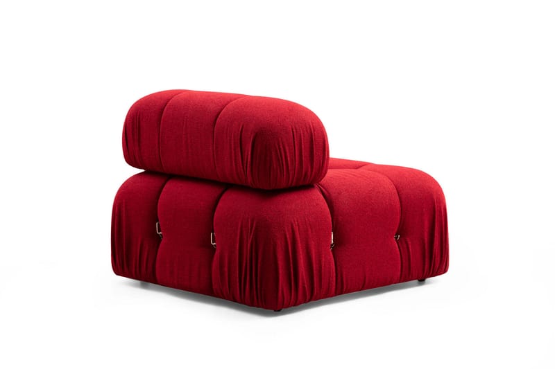 Belgin Bubblig Divansoffa 3-sits 288 cm med fasta armstöd och repdetaljer - Röd - Möbler - Soffa - Divansoffor & schäslongsoffa