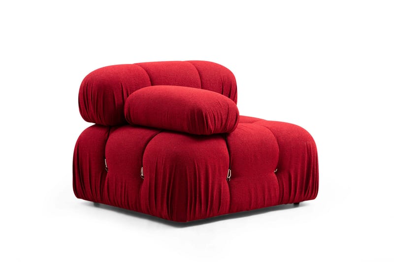Belgin Bubblig Divansoffa 3-sits 288 cm med fasta armstöd och repdetaljer - Röd - Möbler - Soffa - Divansoffor & schäslongsoffa