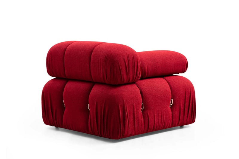 Belgin Bubblig Divansoffa 3-sits 288 cm med fasta armstöd och repdetaljer - Röd - Möbler - Soffa - Divansoffor & schäslongsoffa