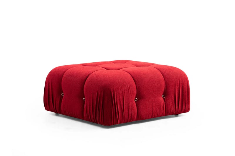 Belgin Bubblig Divansoffa 3-sits 288 cm med fasta armstöd och repdetaljer - Röd - Möbler - Soffa - Divansoffor & schäslongsoffa