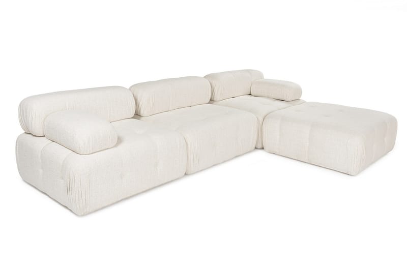 Belgin Bubblig Divansoffa 3-sits 315 cm med utfällbara armstöd och ryggstöd - Ljus / Beige - Möbler - Soffa - Divansoffor & schäslongsoffa