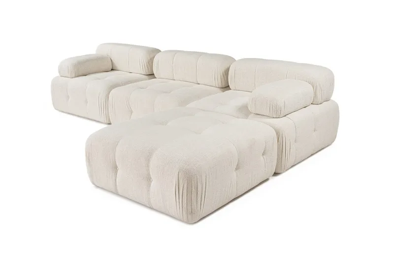 Belgin Bubblig Divansoffa 3-sits 315 cm med utfällbara armstöd och ryggstöd - Ljus / Beige - Möbler - Soffa - Modulsoffor - Komplett modulsoffa