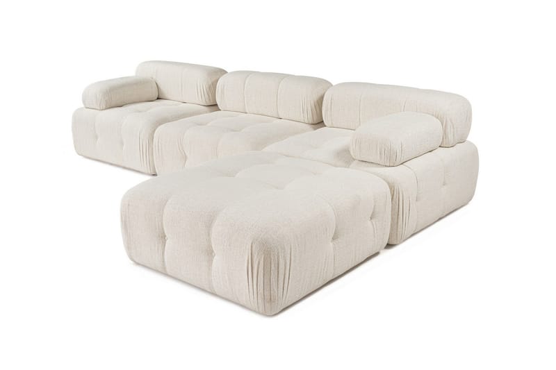 Belgin Bubblig Divansoffa 3-sits 315 cm med utfällbara armstöd och ryggstöd - Ljus / Beige - Möbler - Soffa - Modulsoffor - Komplett modulsoffa
