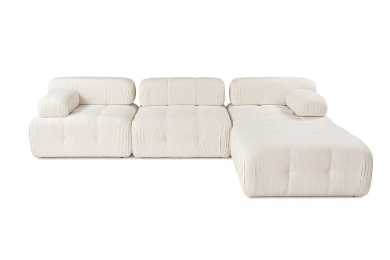 Belgin Bubblig Divansoffa 3-sits 315 cm med utfällbara armstöd och ryggstöd, Ljus / Beige