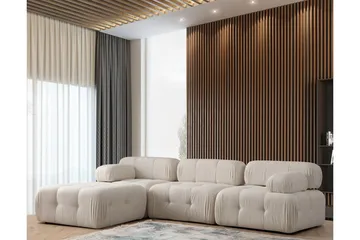 Belgin Bubblig Divansoffa 3-sits 315 cm med utfällbara armstöd och ryggstöd - Ljus / Beige - Möbler - Soffa - Modulsoffor - Komplett modulsoffa