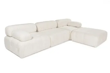 Belgin Bubblig Divansoffa 3-sits 315 cm med utfällbara armstöd och ryggstöd - Ljus / Beige - Möbler - Soffa - Modulsoffor - Komplett modulsoffa