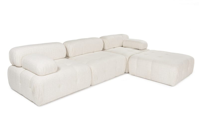 Belgin Bubblig Divansoffa 3-sits 315 cm med utfällbara armstöd och ryggstöd - Ljus / Beige - Möbler - Soffa - Modulsoffor - Komplett modulsoffa