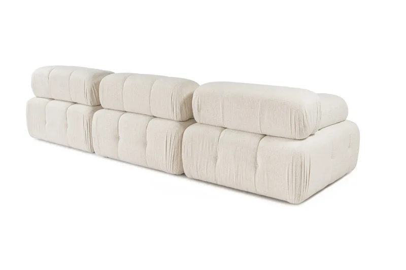 Belgin Bubblig Divansoffa 3-sits 315 cm med utfällbara armstöd och ryggstöd - Ljus / Beige - Möbler - Soffa - Modulsoffor - Komplett modulsoffa