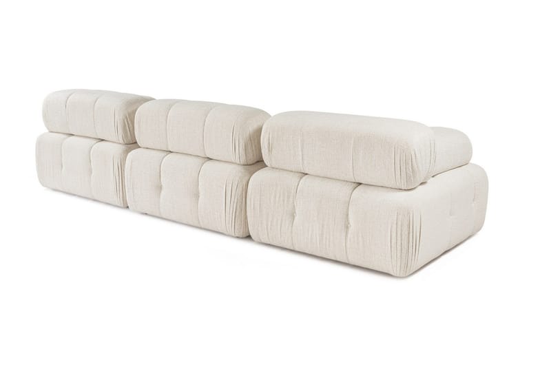 Belgin Bubblig Divansoffa 3-sits 315 cm med utfällbara armstöd och ryggstöd - Ljus / Beige - Möbler - Soffa - Modulsoffor - Komplett modulsoffa
