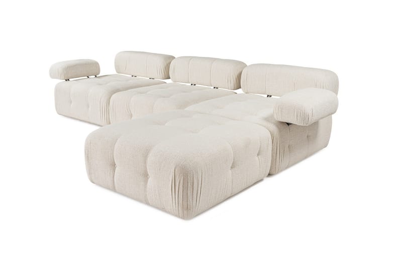 Belgin Bubblig Divansoffa 3-sits 315 cm med utfällbara armstöd och ryggstöd - Ljus / Beige - Möbler - Soffa - Modulsoffor - Komplett modulsoffa