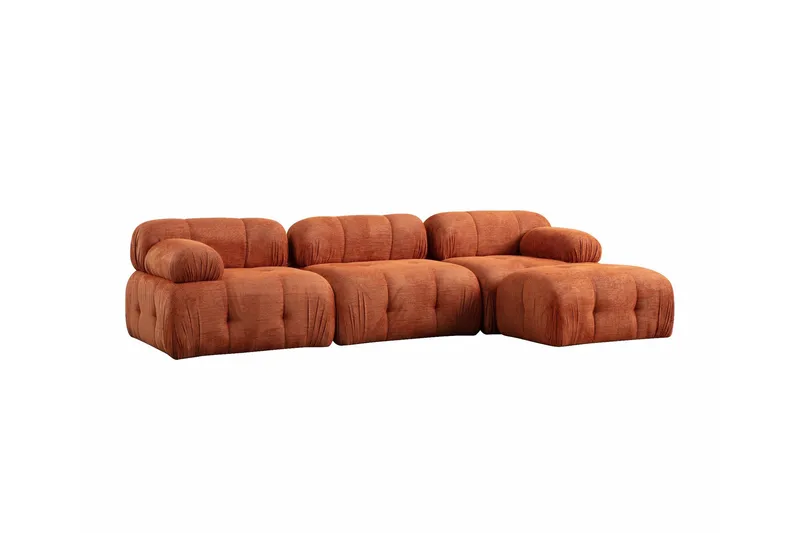 Belgin Bubblig Divansoffa 3-sits med fasta armstöd - Orange - Möbler - Soffa - Modulsoffor - Komplett modulsoffa