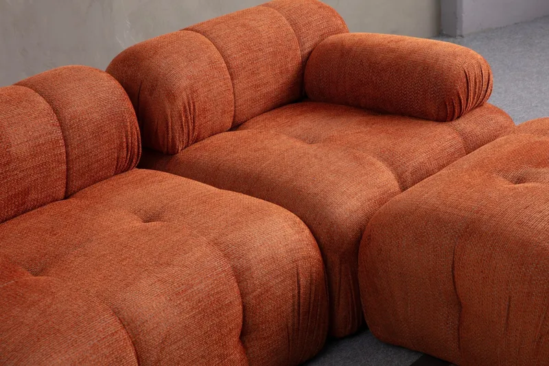 Belgin Bubblig Divansoffa 3-sits med fasta armstöd - Orange - M öbler - Soffa - Modulsoffor - Komplett modulsoffa