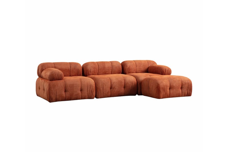 Belgin Bubblig Divansoffa 3-sits med fasta armstöd - Orange - Möbler - Soffa - Divansoffor & schäslongsoffa
