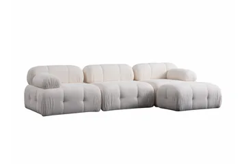 Belgin Bubblig Divansoffa 3-sits med fasta armstöd - Vit - Möbler - Soffa - Modulsoffor - Komplett modulsoffa