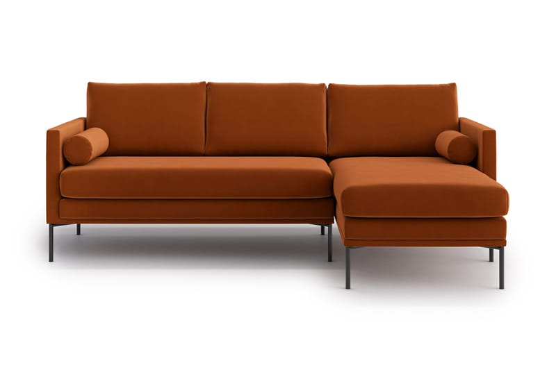 Blues 3-sits Divansoffa - Sammet/Orange/Brun - Divansoffor & schäslongsoffa - 3 sits soffa med divan