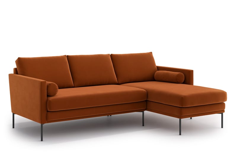 Blues 3-sits Divansoffa - Sammet/Orange/Brun - Divansoffor & schäslongsoffa - 3 sits soffa med divan
