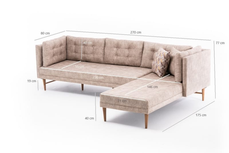 Bosnia Soffa m. Divan 4-sits - Cream - Divansoffor & schäslongsoffa - 4 sits soffa med divan