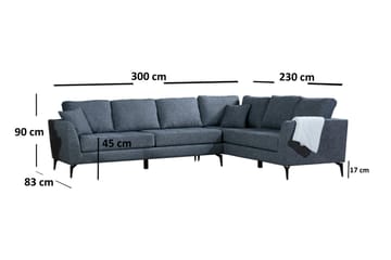 Bouchelle Hörnsoffa med Divan Höger - Grå - Möbler - Soffa - Hörnsoffa