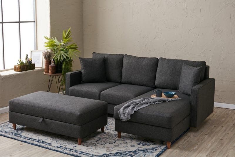 Braneles Soffa m. Divan 4-sits - Antracit - Möbler - Soffa - Divansoffor & schäslongsoffa