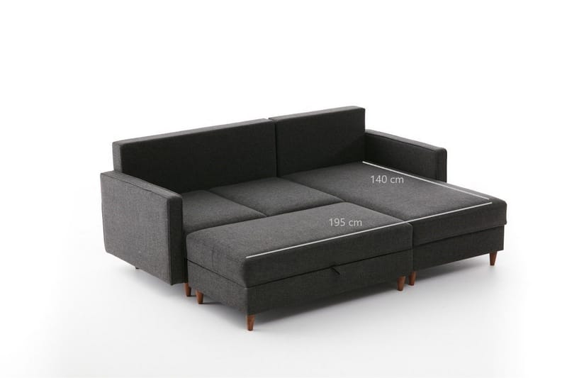 Braneles Soffa m. Divan 4-sits - Antracit - Möbler - Soffa - Divansoffor & schäslongsoffa