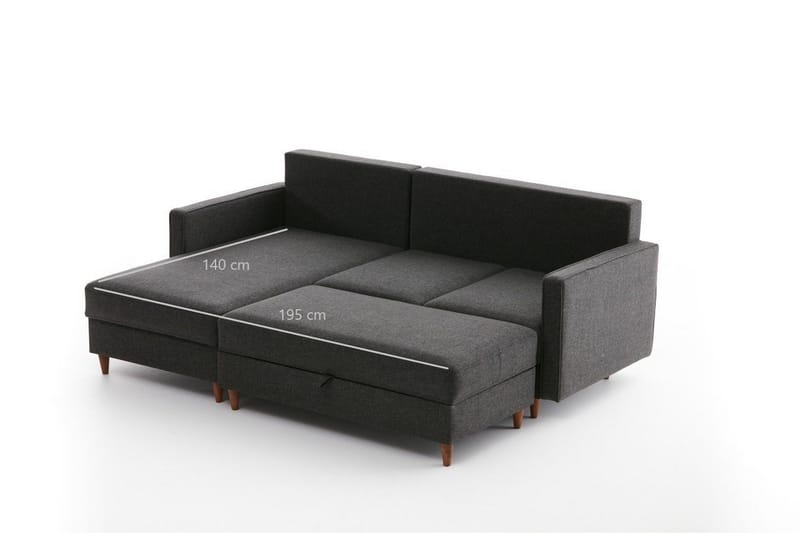 Braneles Soffa m. Divan 4-sits - Antracit - Möbler - Soffa - Divansoffor & schäslongsoffa