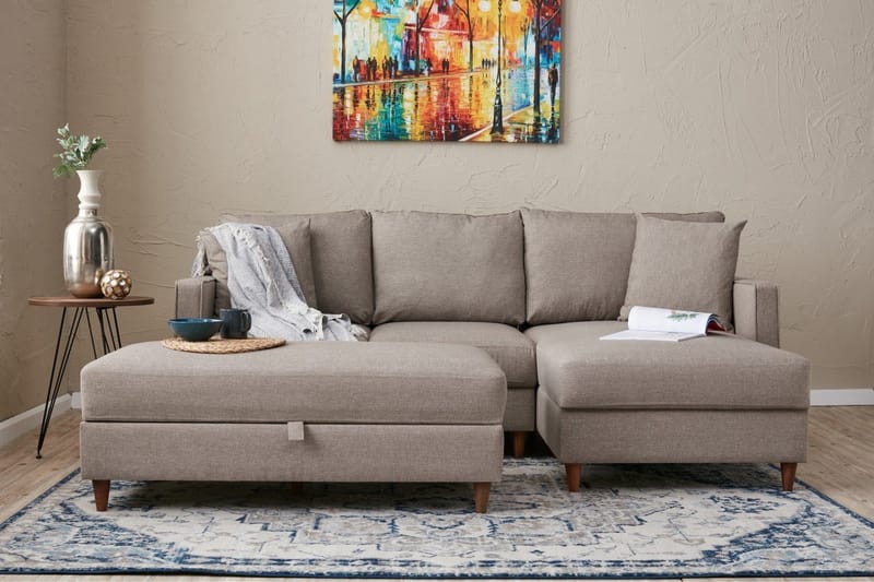 Braneles Soffa m. Divan 4-sits - Beige - Möbler - Soffa - Divansoffor & schäslongsoffa
