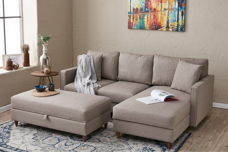 Braneles Soffa m. Divan 4-sits - Beige - Möbler - Soffa - Divansoffor & schäslongsoffa