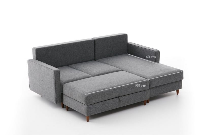 Braneles Soffa m. Divan 4-sits - Grå - Möbler - Soffa - Divansoffor & schäslongsoffa