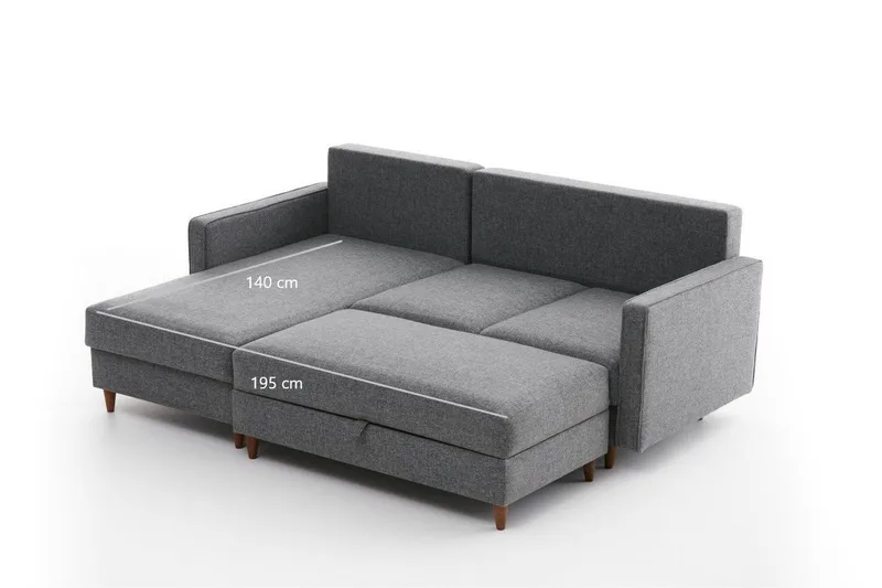 Braneles Soffa m. Divan 4-sits - Grå - Möbler - Soffa - Divansoffor & schäslongsoffa
