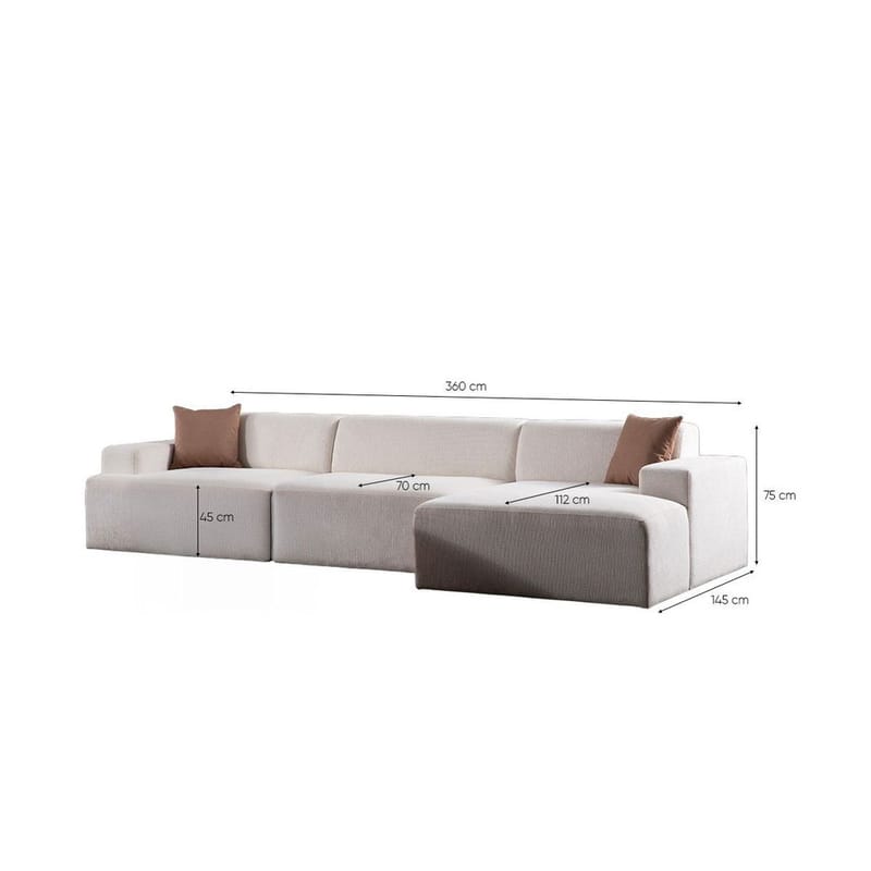 Branorin 4-sits Soffa med Divan - Vit - Möbler - Soffa - Divansoffor & schäslongsoffa