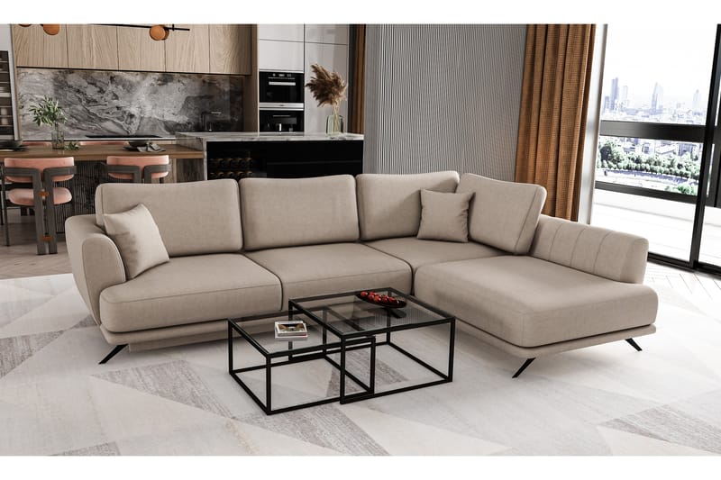 Buckmeier 3-sits Soffa med Schäslong Höger - Beige - Möbler - Soffa - Divansoffor & schäslongsoffa