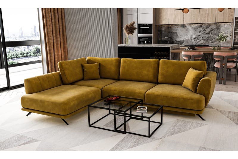 Buckmeier 3-sits Soffa med Schäslong Vänster - Gul - Möbler - Soffa - Divansoffor & schäslongsoffa
