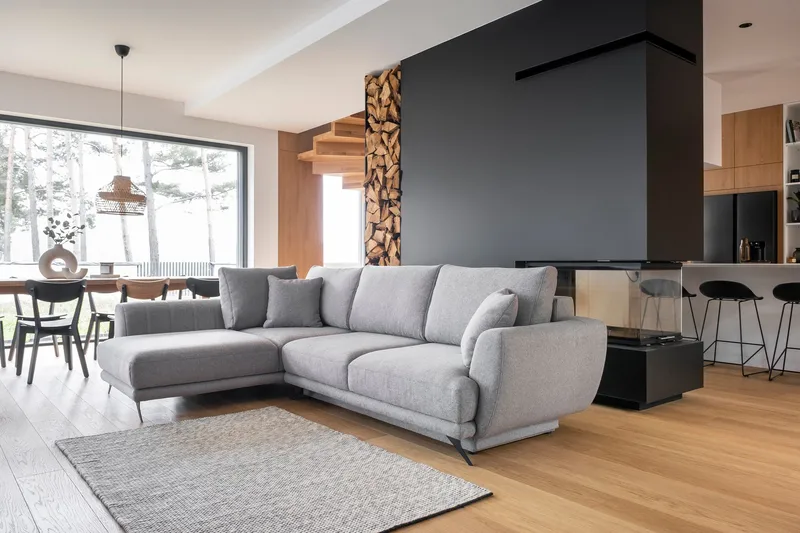 Buckmeier 3-sits Soffa med Schäslong Vänster, Ljusgrå