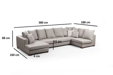 Castelloli 4-sits U-formad Hörnsoffa med Divan och Schäslong i Tyg - Ljusgrå - Möbler - Soffa - Hörnsoffa - Hörnsoffa med divan