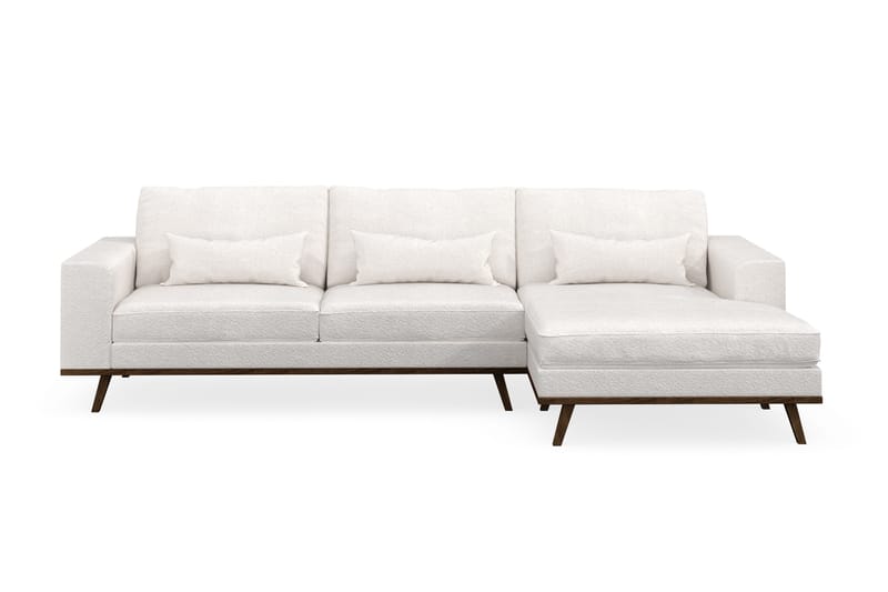 Copenhagen 4-sits Högervänd L-formad Divansoffa i Bouclé - Vit - Möbler - Soffa - Divansoffor & schäslongsoffa