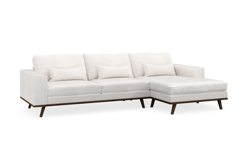 Copenhagen 4-sits Högervänd L-formad Divansoffa i Bouclé - Vit - Möbler - Soffa - Divansoffor & schäslongsoffa